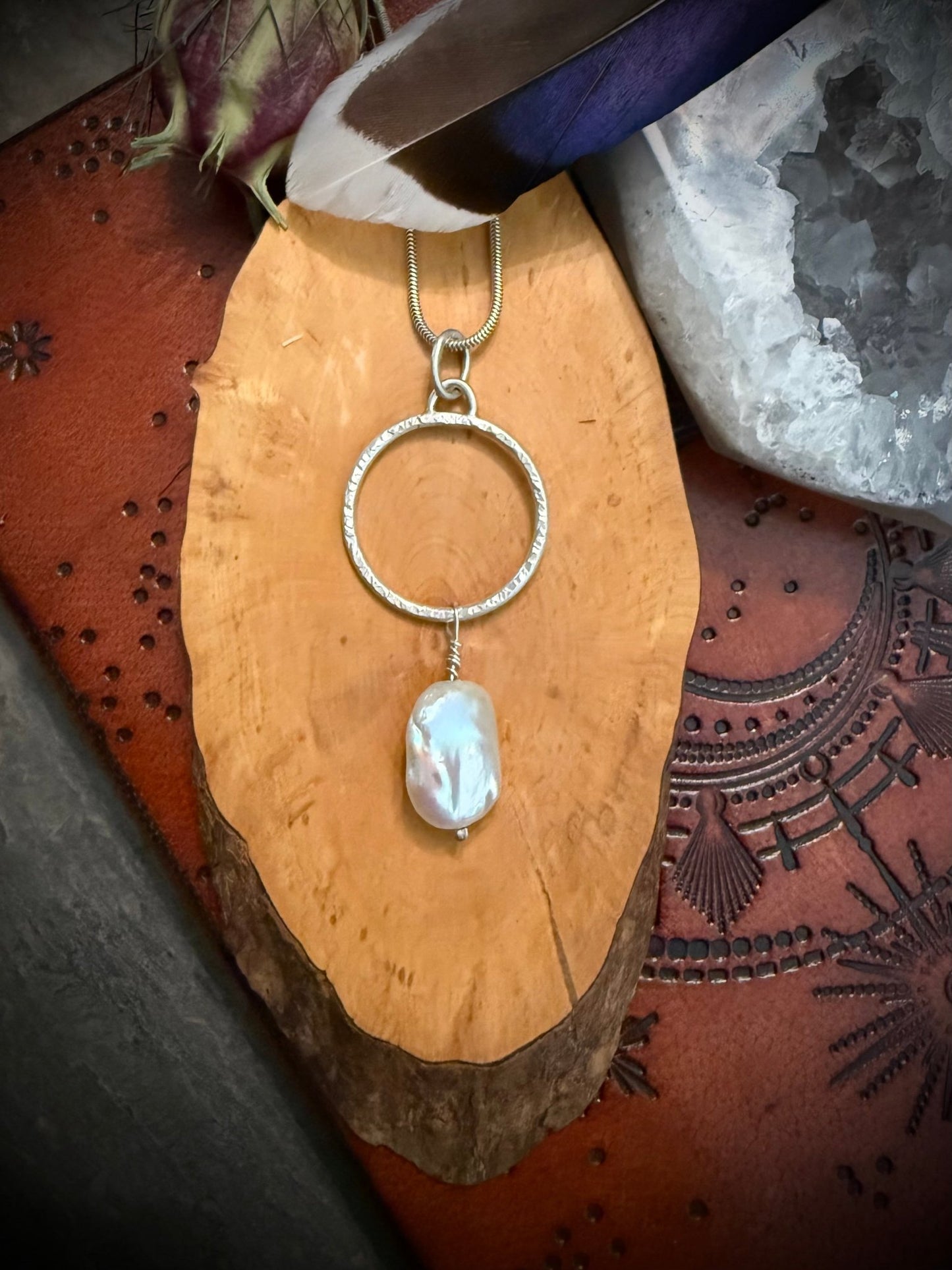 Circle of Life Keshi Pearl Pendant | Handcrafted Sterling Silver Symbolic Jewellery - Relic