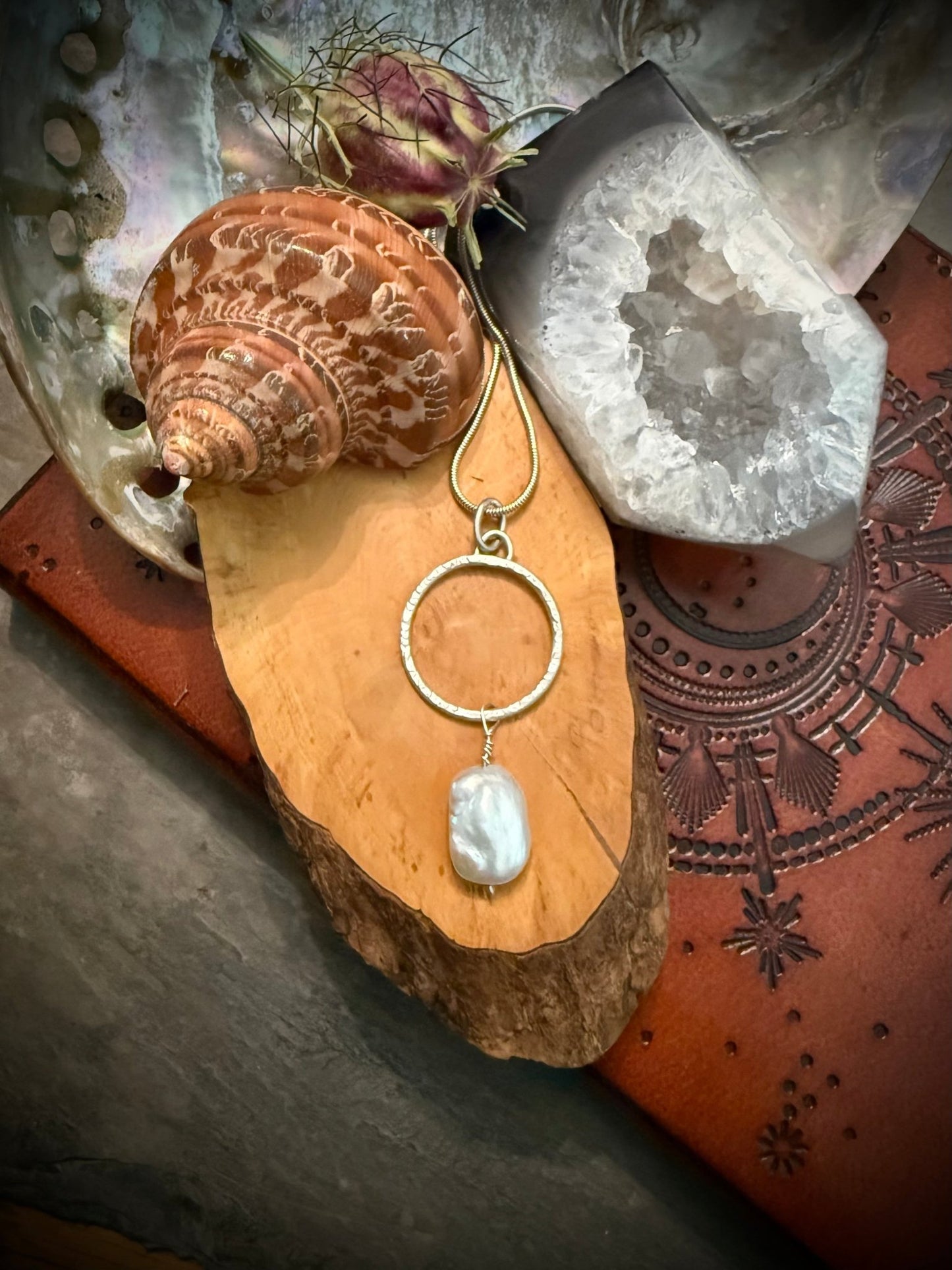 Circle of Life Keshi Pearl Pendant | Handcrafted Sterling Silver Symbolic Jewellery - Relic