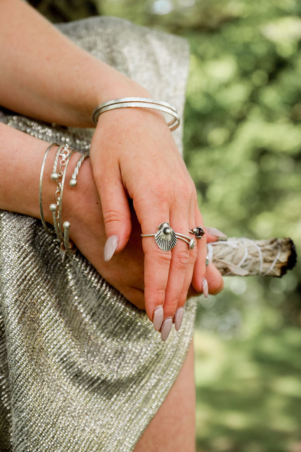 Hammered Tribal Sterling Silver Bangles | Textured Stackable Bangles - Relic