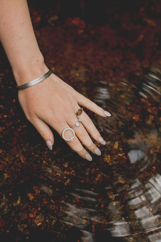 Hammered Tribal Sterling Silver Bangles | Textured Stackable Bangles - Relic