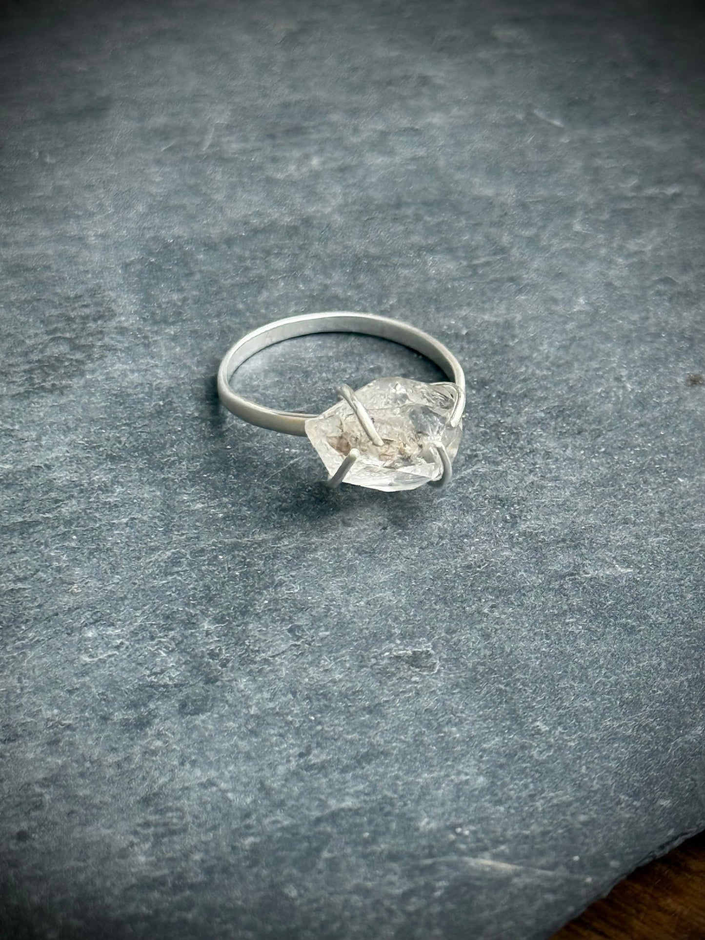 Herkimer Diamond Ring | Genuine Gemstone set in Sterling Silver - Relic