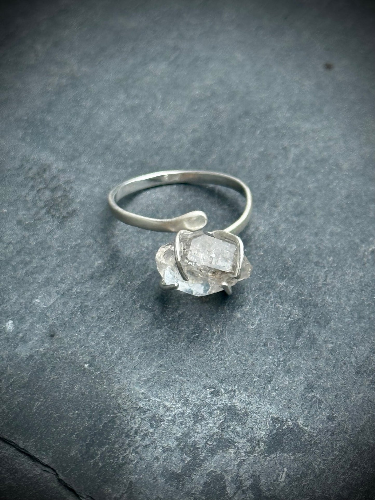Herkimer Diamond Ring | Genuine Gemstone set in Sterling Silver - Relic