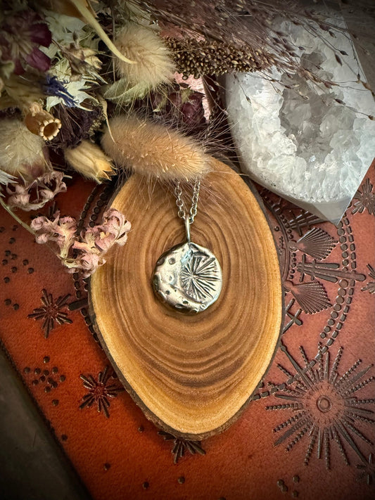 Midnight Radiance Handmade Crescent Moon & Starburst Pendant | A Talisman of Divine Illumination, Oneness, and Inner Light - Relic