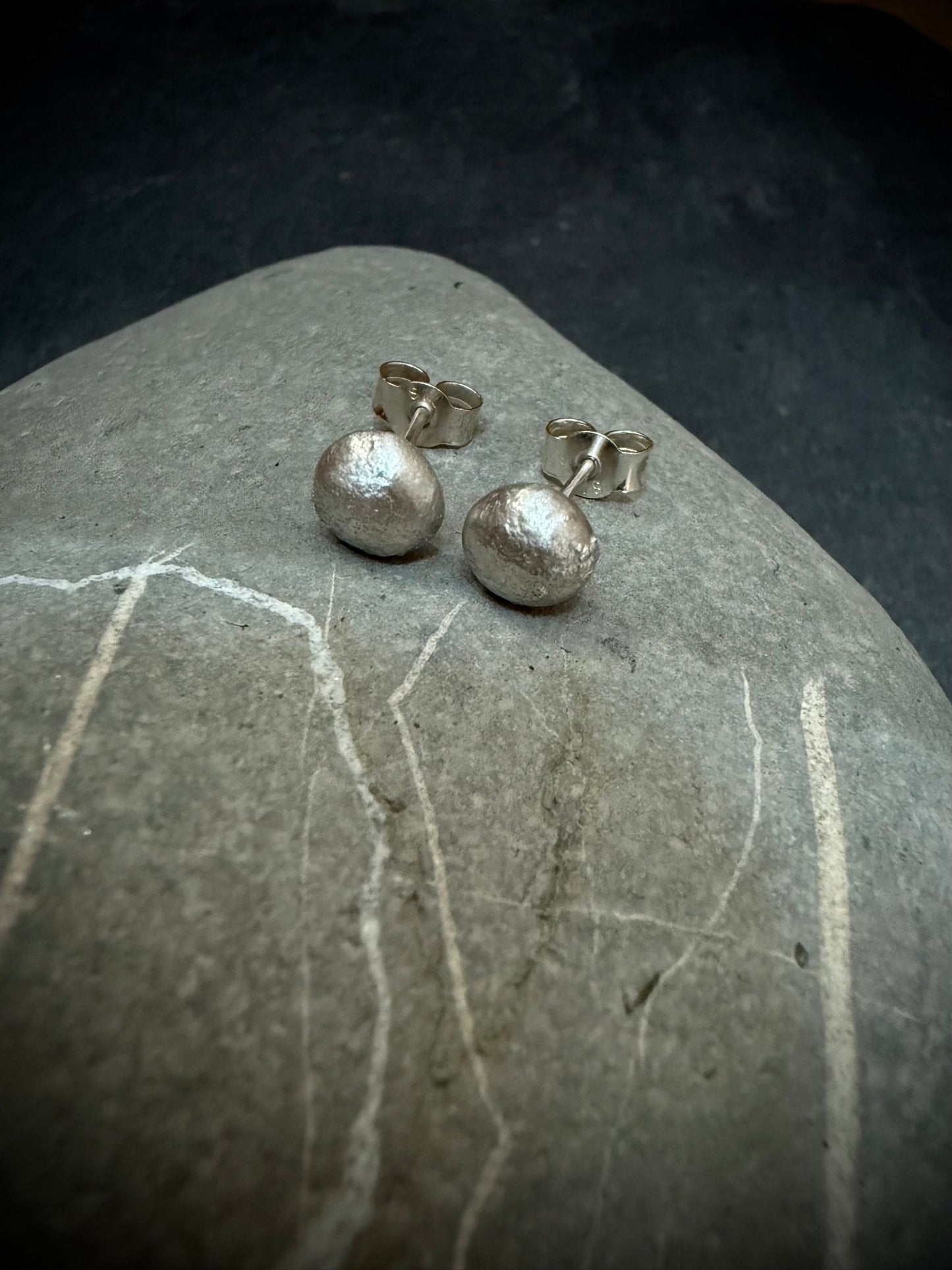 Molten Silver Studs | Handcrafted Recycled Sterling Silver Earrings - Relic