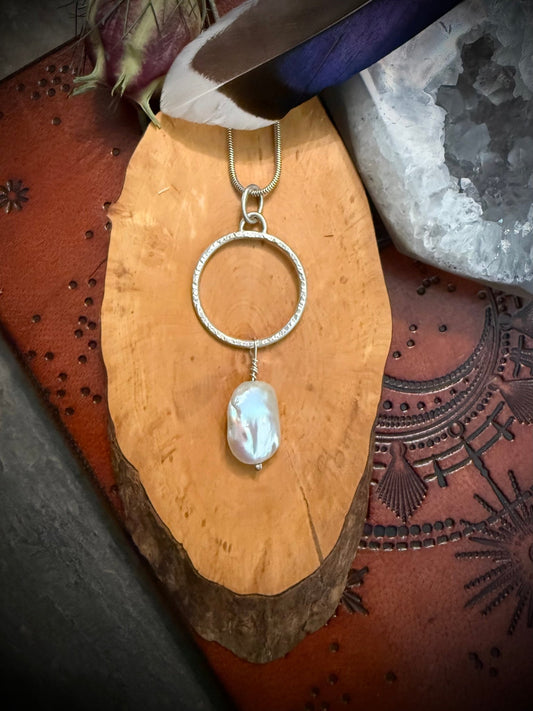 Circle of Life Keshi Pearl Pendant | Handcrafted Sterling Silver Symbolic Jewellery - Relic