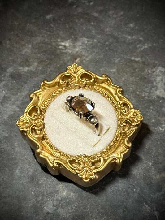 Faceted Smoky Quartz Ring in Sterling Silver - Relic