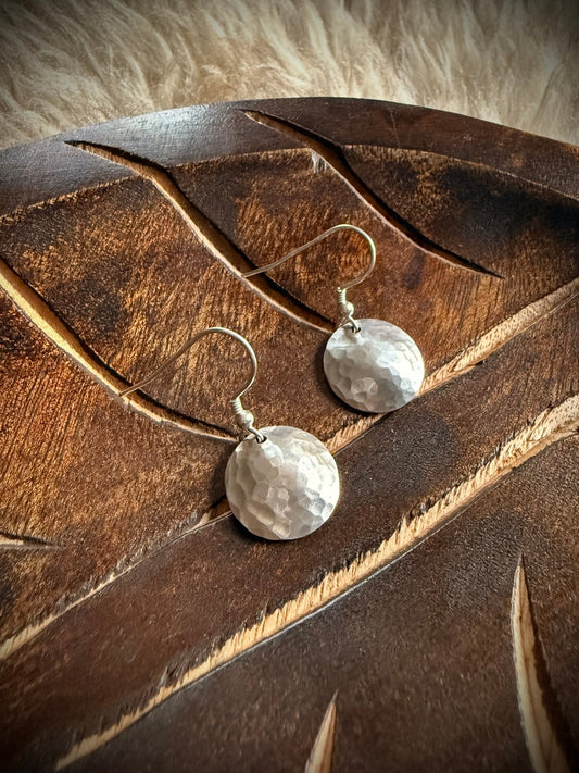 Hammered Silver Disc Earrings - Relic