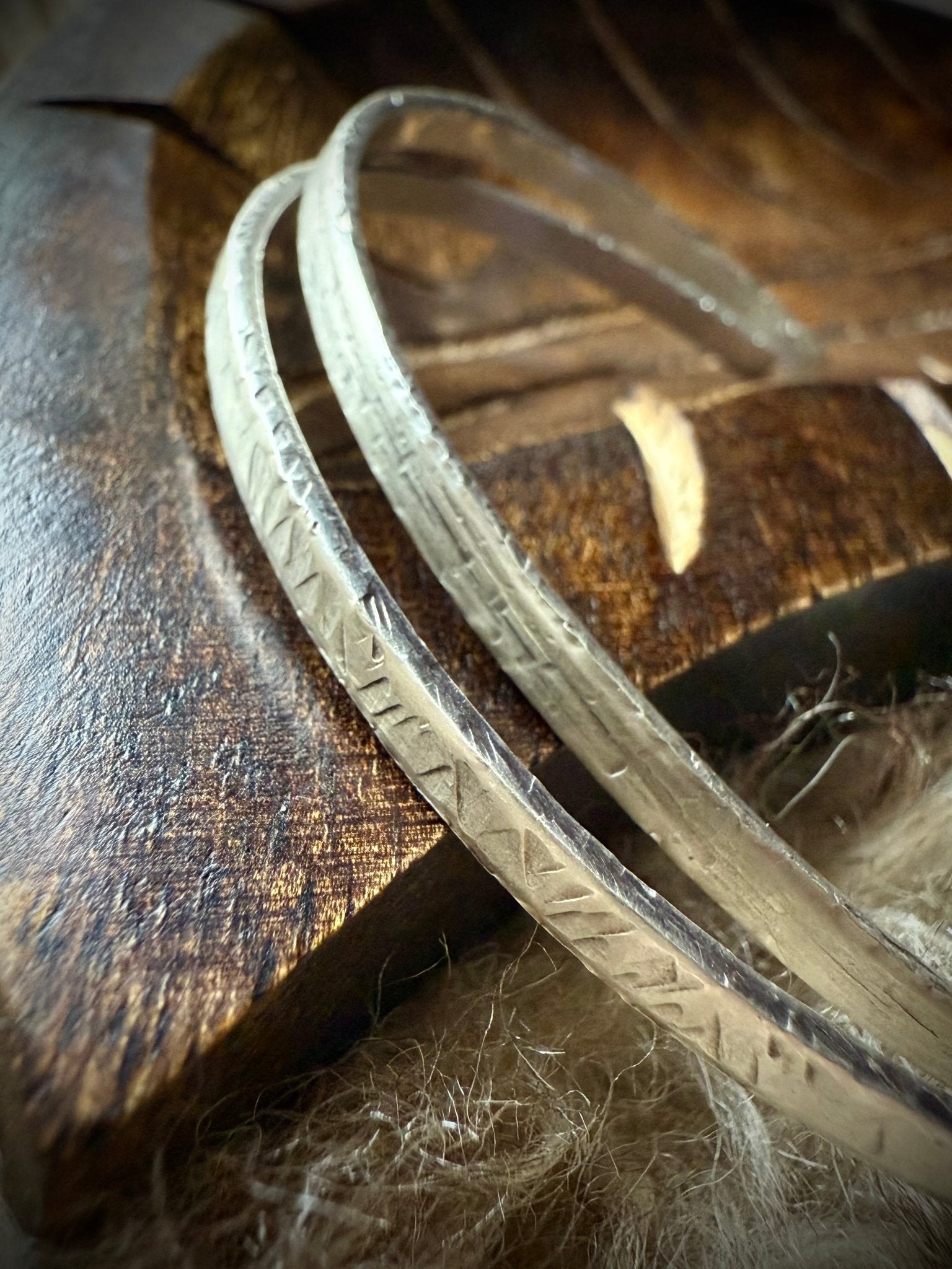 Hammered Sterling Silver Bangles Set - Relic