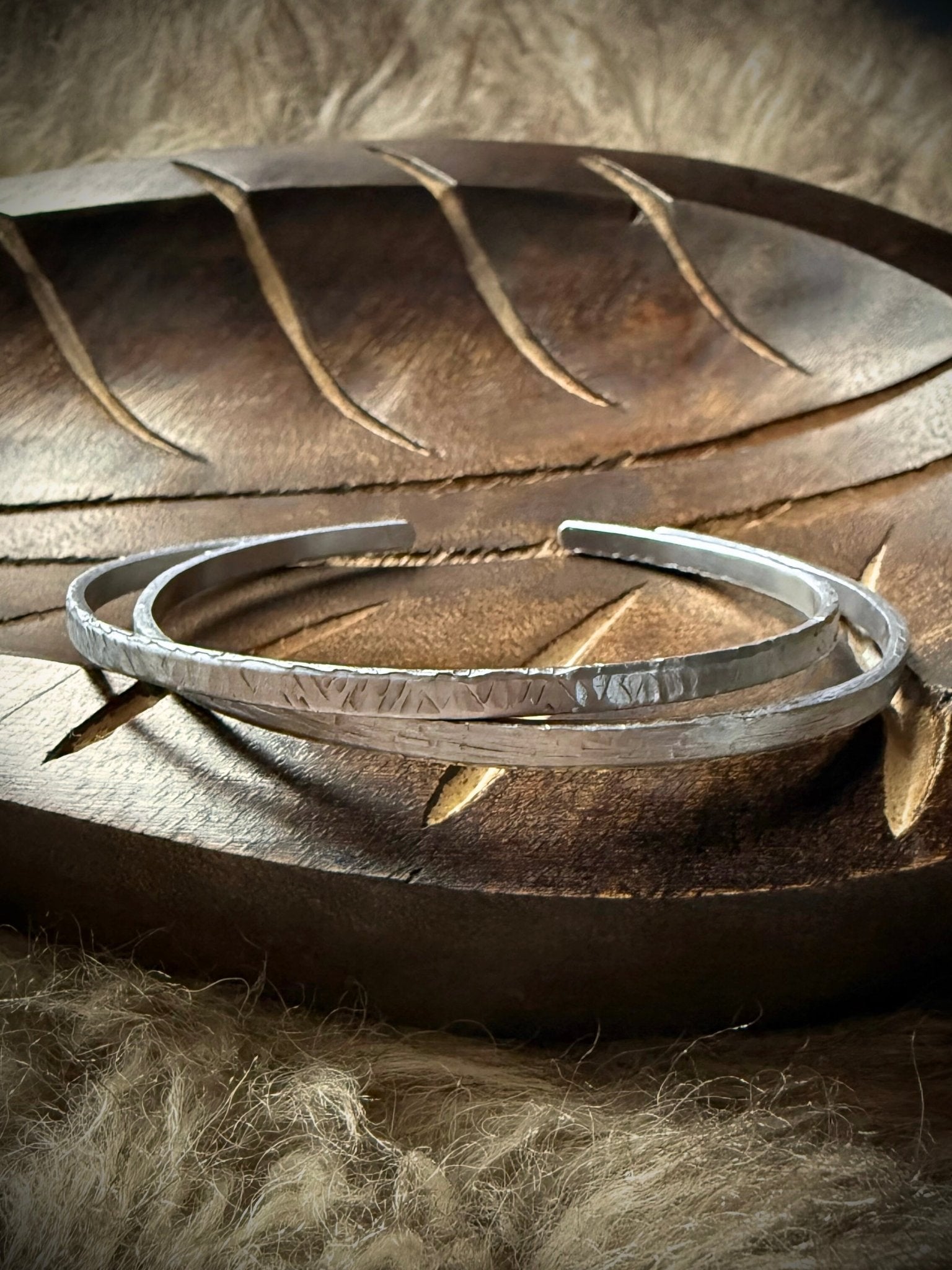 Hammered Sterling Silver Bangles Set - Relic