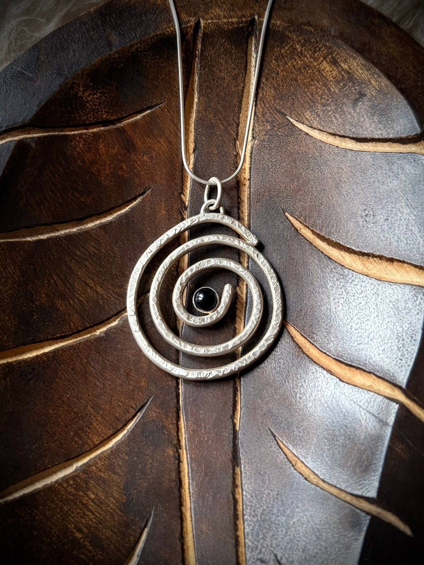 Large Ancient Spiral Onyx Amulet Pendant - Relic