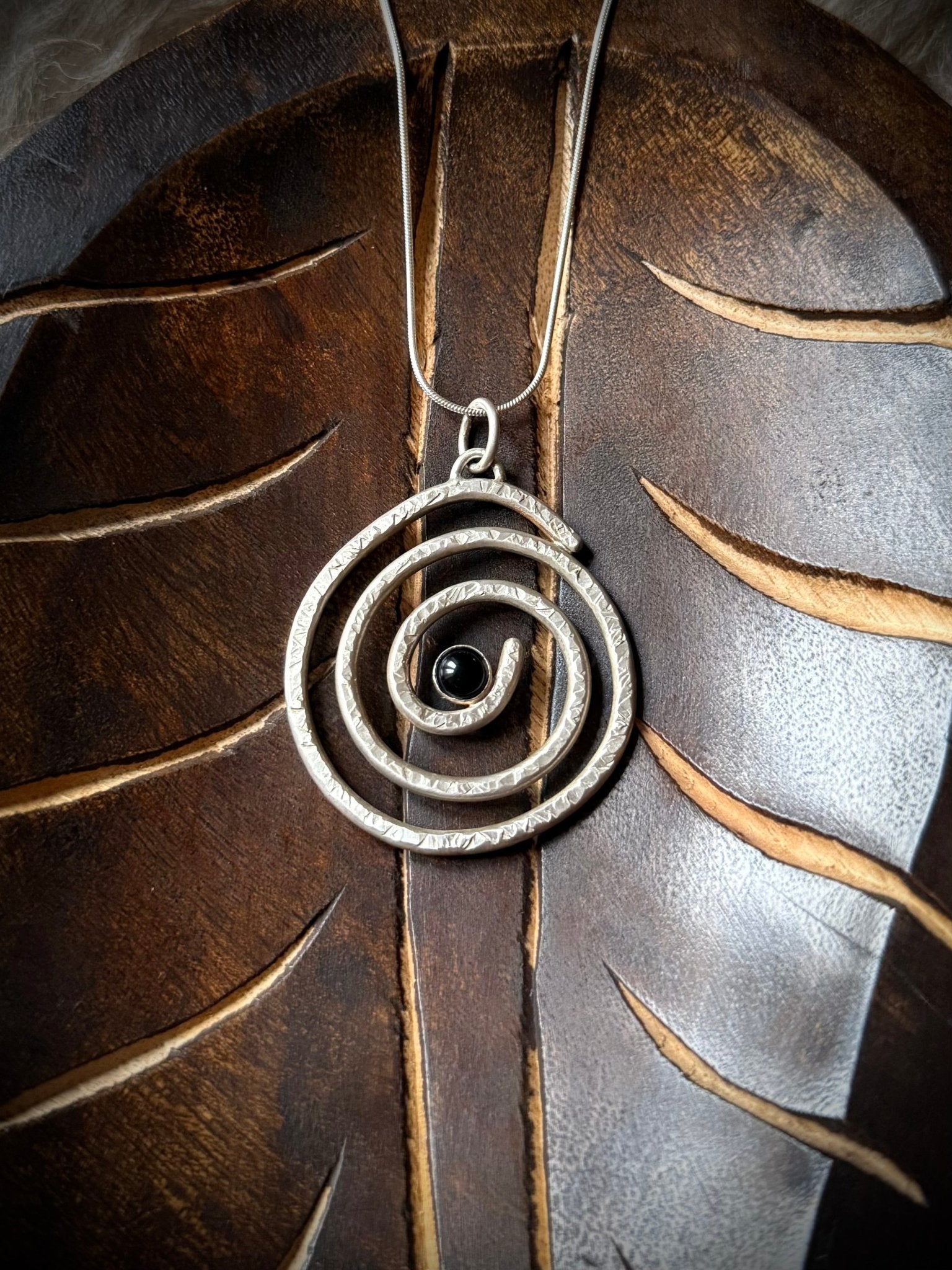 Large Ancient Spiral Onyx Amulet Pendant - Relic