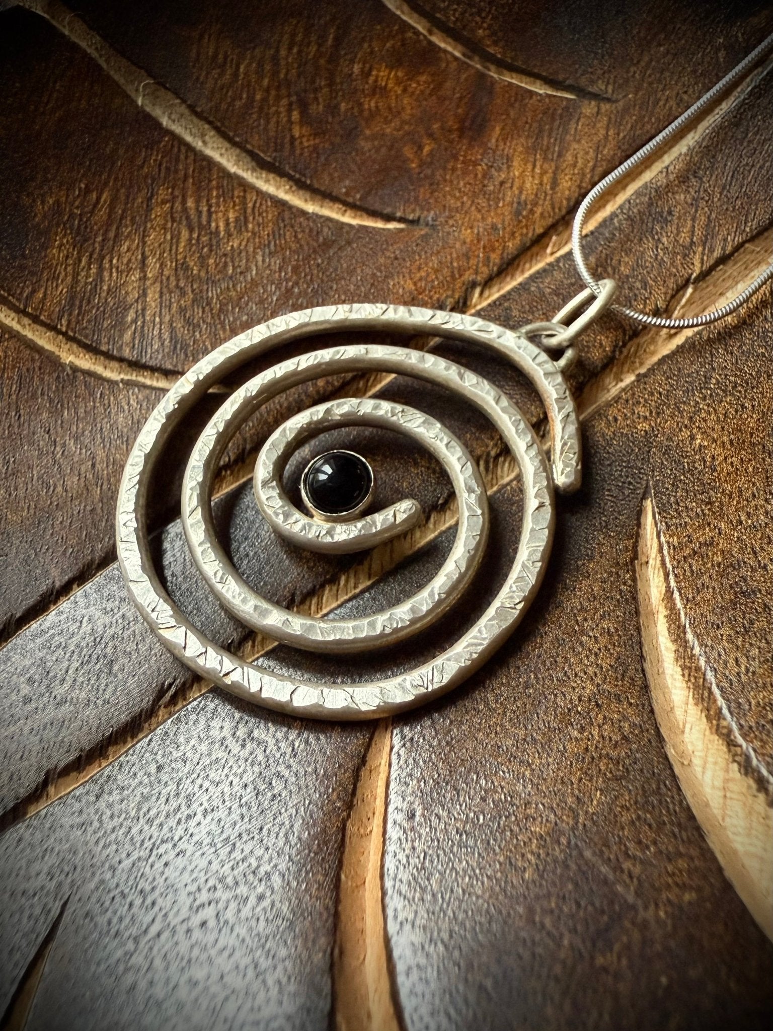 Large Ancient Spiral Onyx Amulet Pendant - Relic