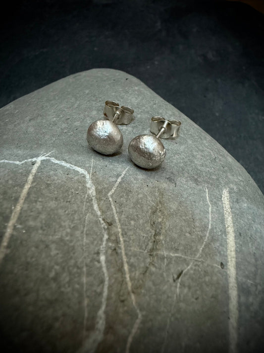 Molten Silver Studs | Handcrafted Recycled Sterling Silver Earrings - Relic