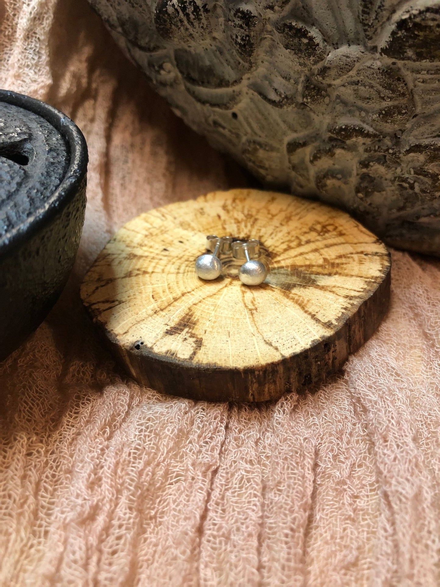 Molten Silver Studs | Handcrafted Recycled Sterling Silver Earrings - Relic