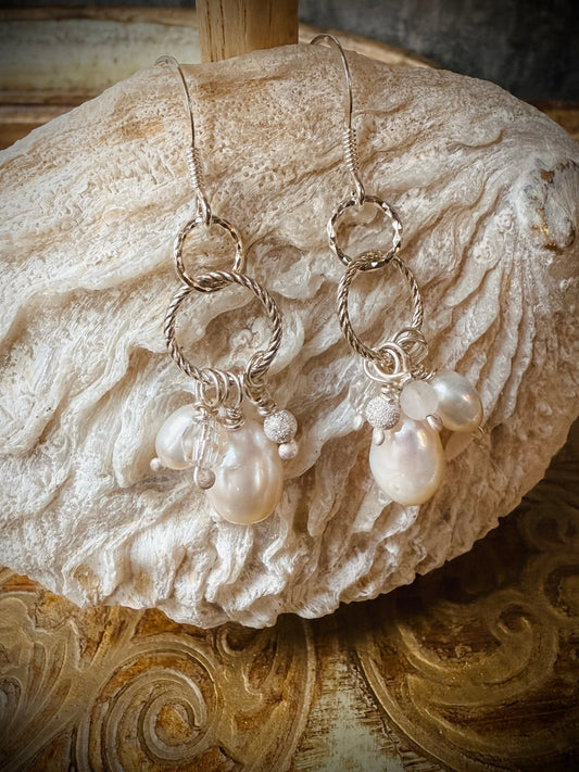 Pearl Cluster Drop Earrings - Relic