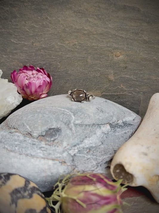 Faceted Smoky Quartz Ring in Sterling Silver