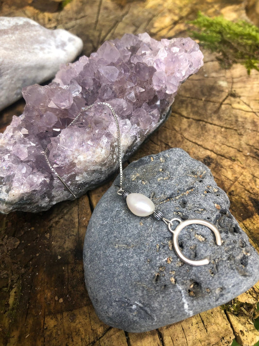 Sea Drift Freshwater Pearl Ear Threader with Cuff | Unique, Elegant Jewellery for Spiritual Connection - Relic