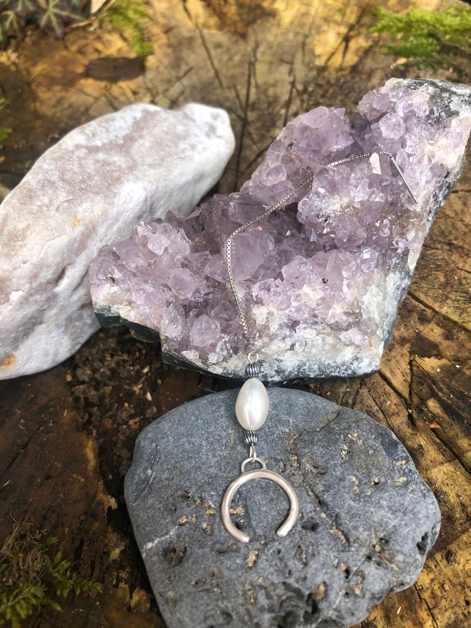 Sea Drift Freshwater Pearl Ear Threader with Cuff | Unique, Elegant Jewellery for Spiritual Connection - Relic