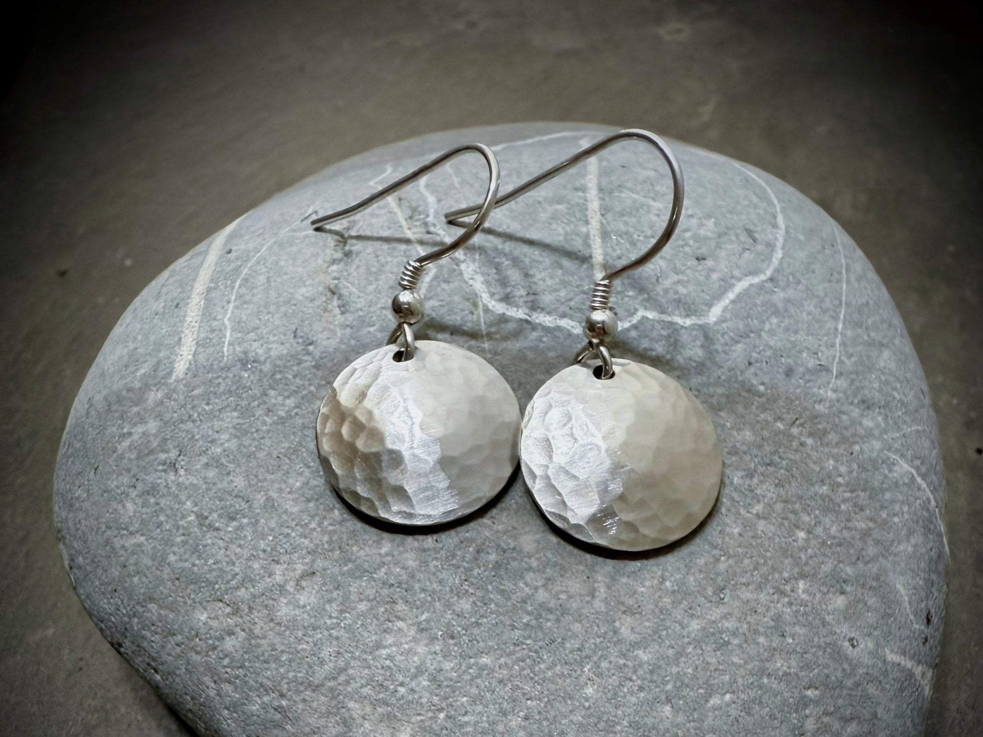 Tribal Hammered Disc Earrings | Handcrafted Eco Sterling Silver with Primal and Earthy Energy - Relic