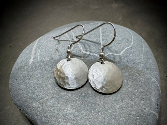 Tribal Hammered Disc Earrings | Handcrafted Eco Sterling Silver with Primal and Earthy Energy - Relic