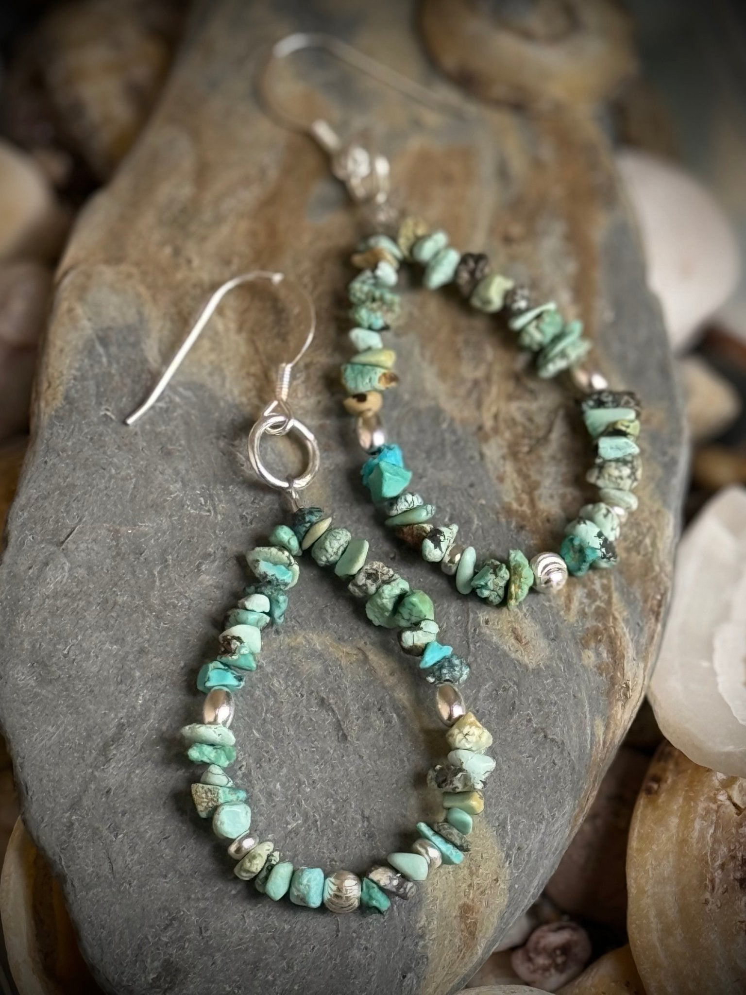 Turquoise & Sterling Silver Drop Earrings - Relic