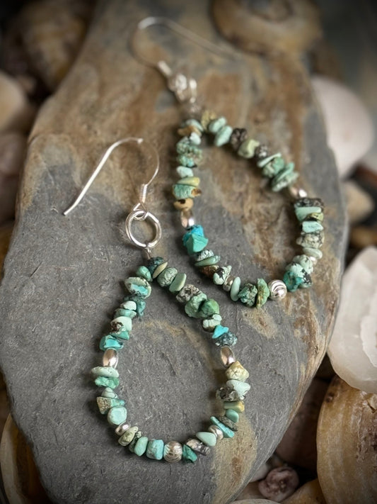 Turquoise & Sterling Silver Drop Earrings - Relic
