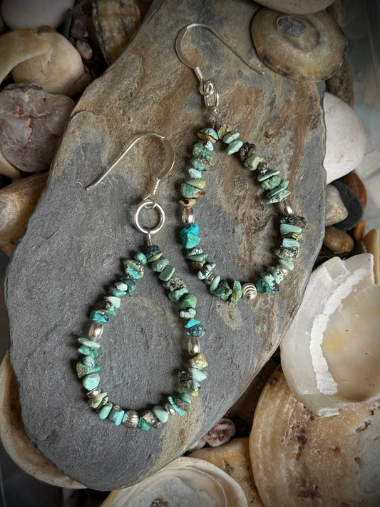 Turquoise & Sterling Silver Drop Earrings - Relic