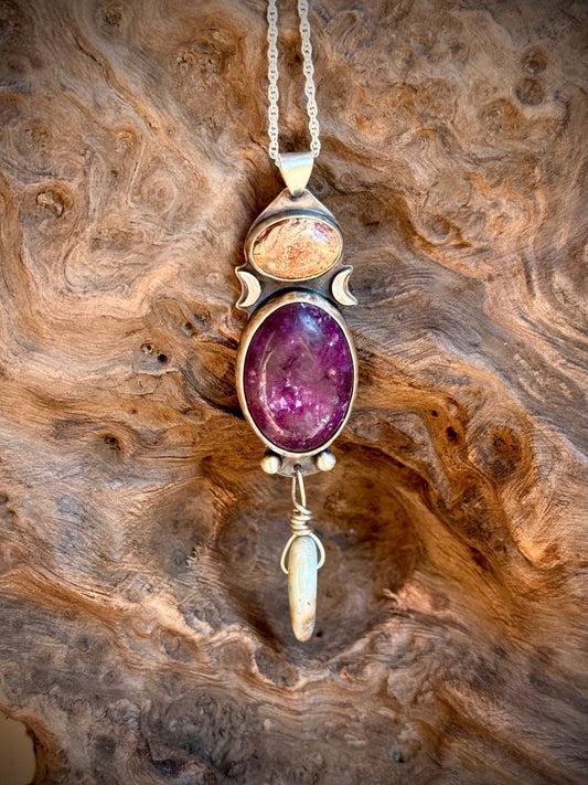Velora Brecciated Jasper, Lepidolite & Amazonite Talisman | Handcrafted in Recycled Sterling Silver - Relic